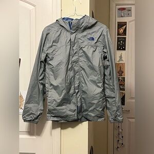 The North Face Grey Coat with Blue Mesh Inside and Velcro